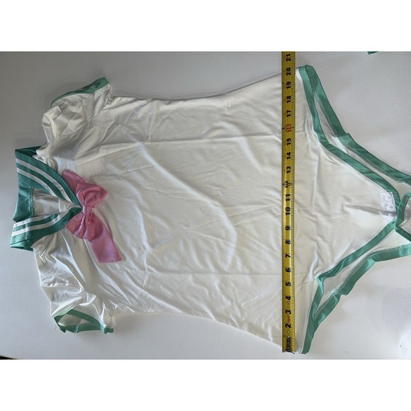 Women's Sailor School Girl Cosplay Costume Set Green White Pink Bow Sz 2XL - Picture 9 of 11